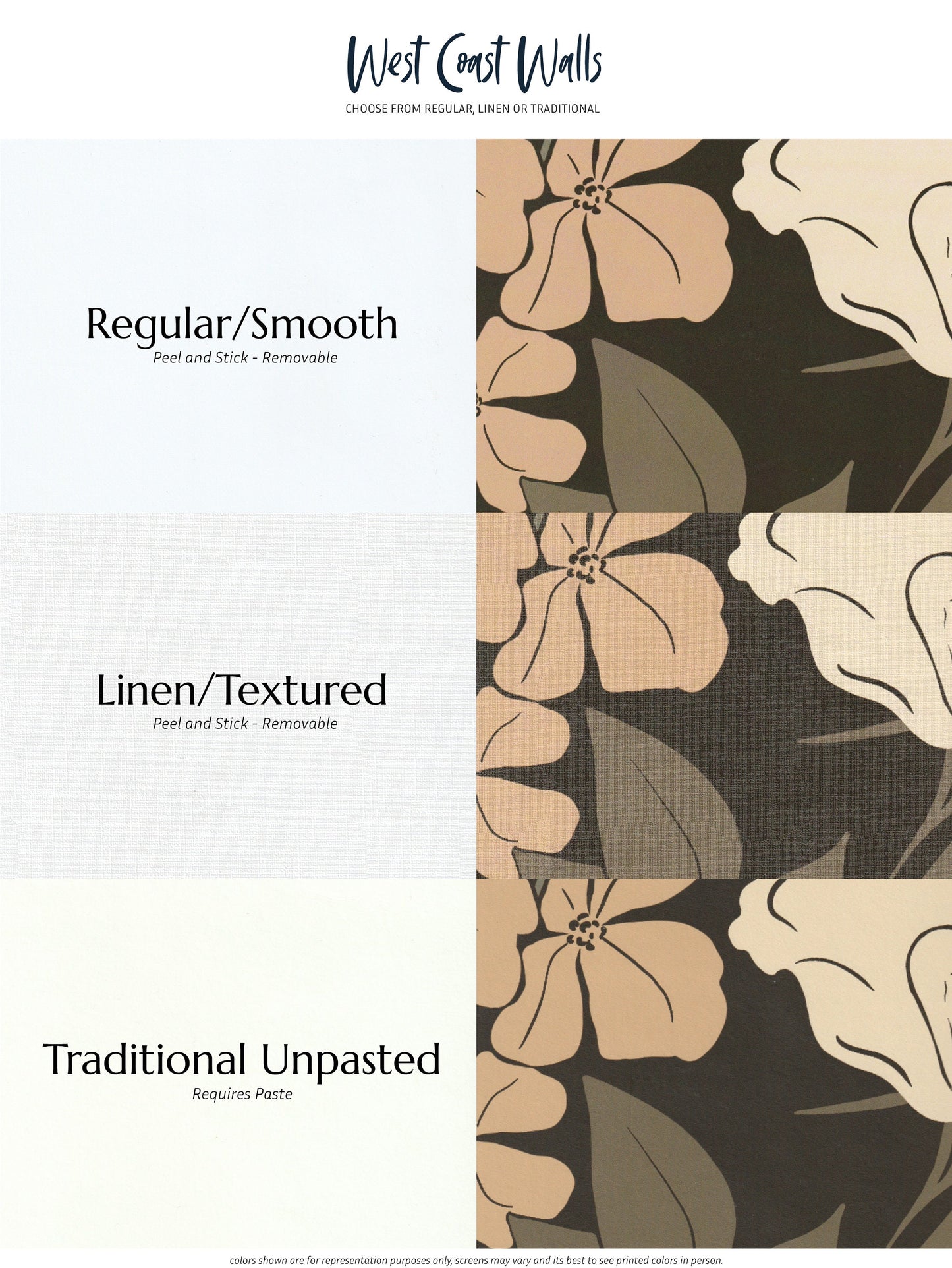 Rose and Hydrangea Drawn Floral Wallpaper