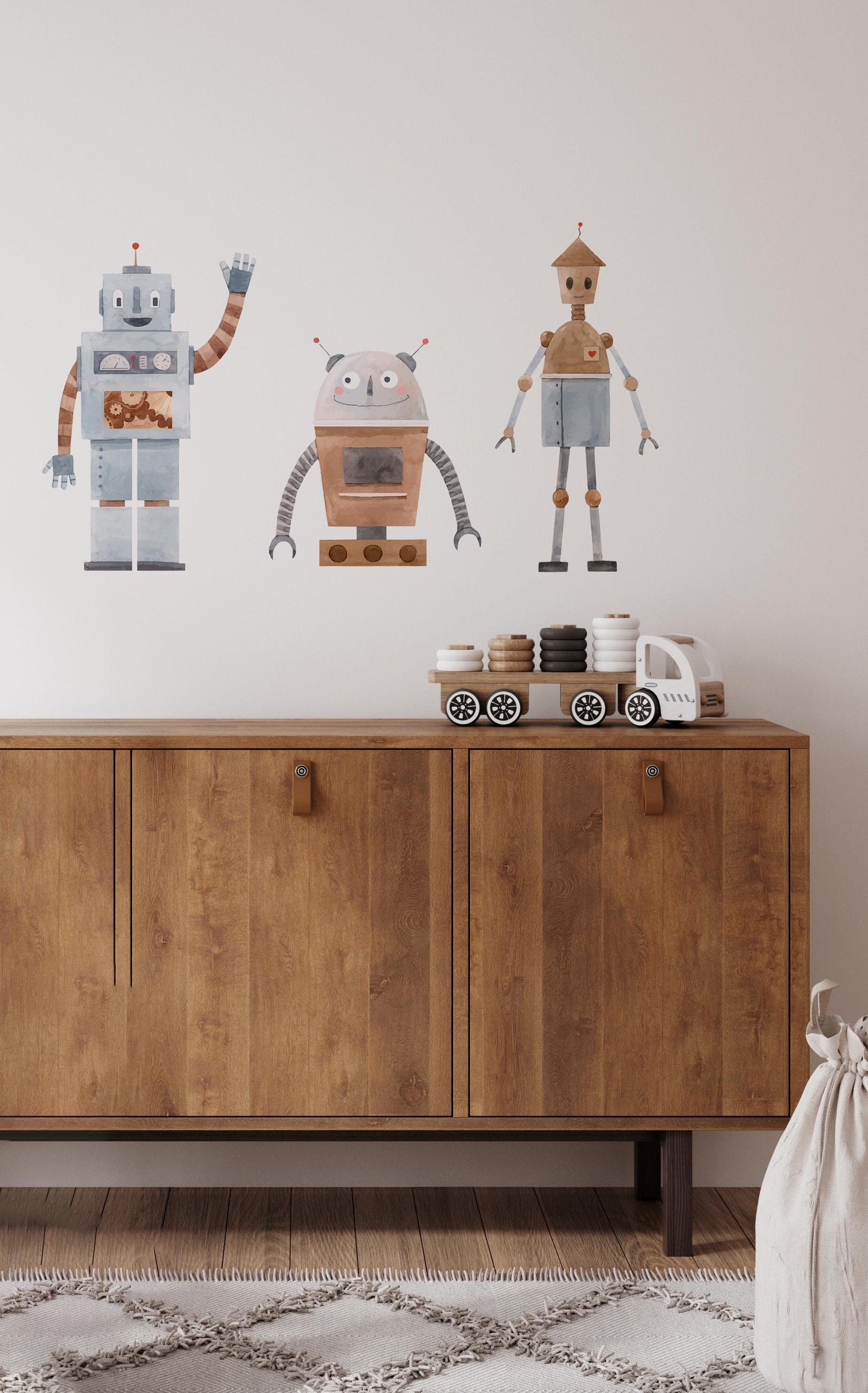 Cute Robot Wall Decals / Removable Robot Stickers / Robot Room Decor / Boy Room Inspo / Boys Wall Decor