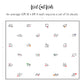 A product layout diagram for West Coast Walls wall decals, showing a grid of 24 small black-and-white racetrack decals with small flag accents on a white background. Text at the top reads 'West Coast Walls' and 'An average 10ft W x 8ft H wall requires a set of 24 decals'.