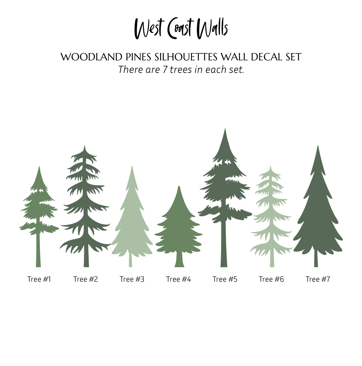 Woodland Pines Silhouette Decal set