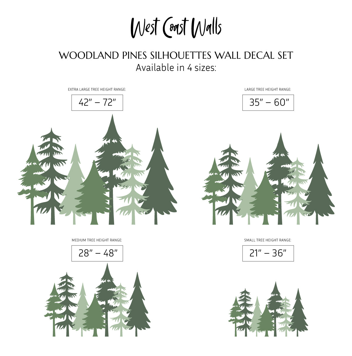 Woodland Pines Silhouette Decal set