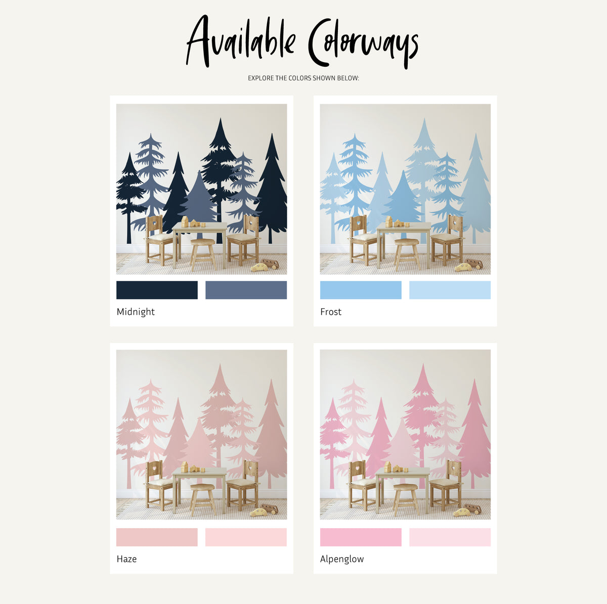 Woodland Pines Silhouette Decal set