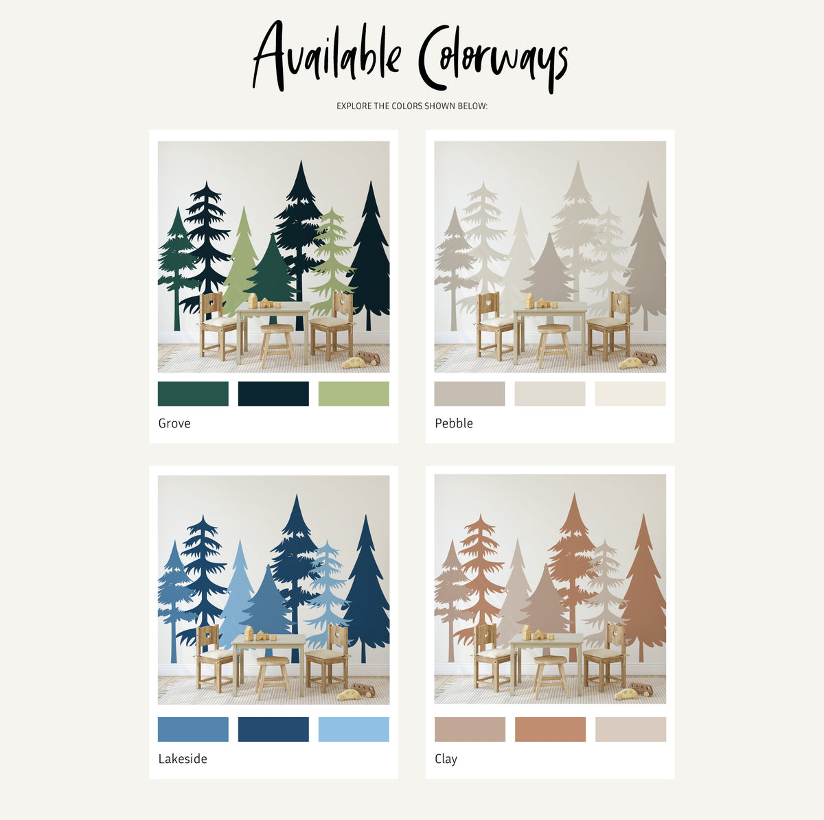 Woodland Pines Silhouette Decal set
