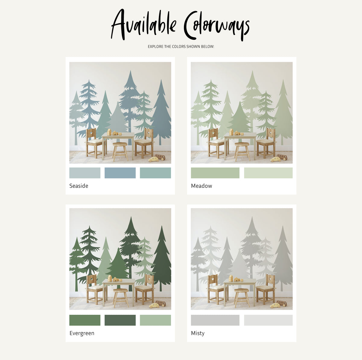 Woodland Pines Silhouette Decal set