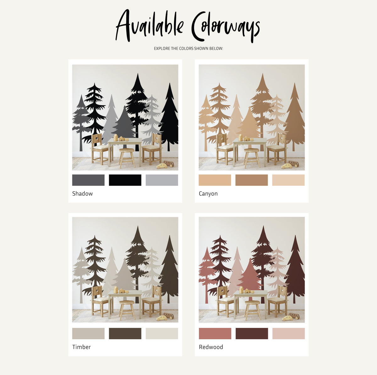 Woodland Pines Silhouette Decal set