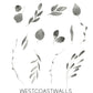 Black Botanical Floral Watercolour Leaves Wall Decals