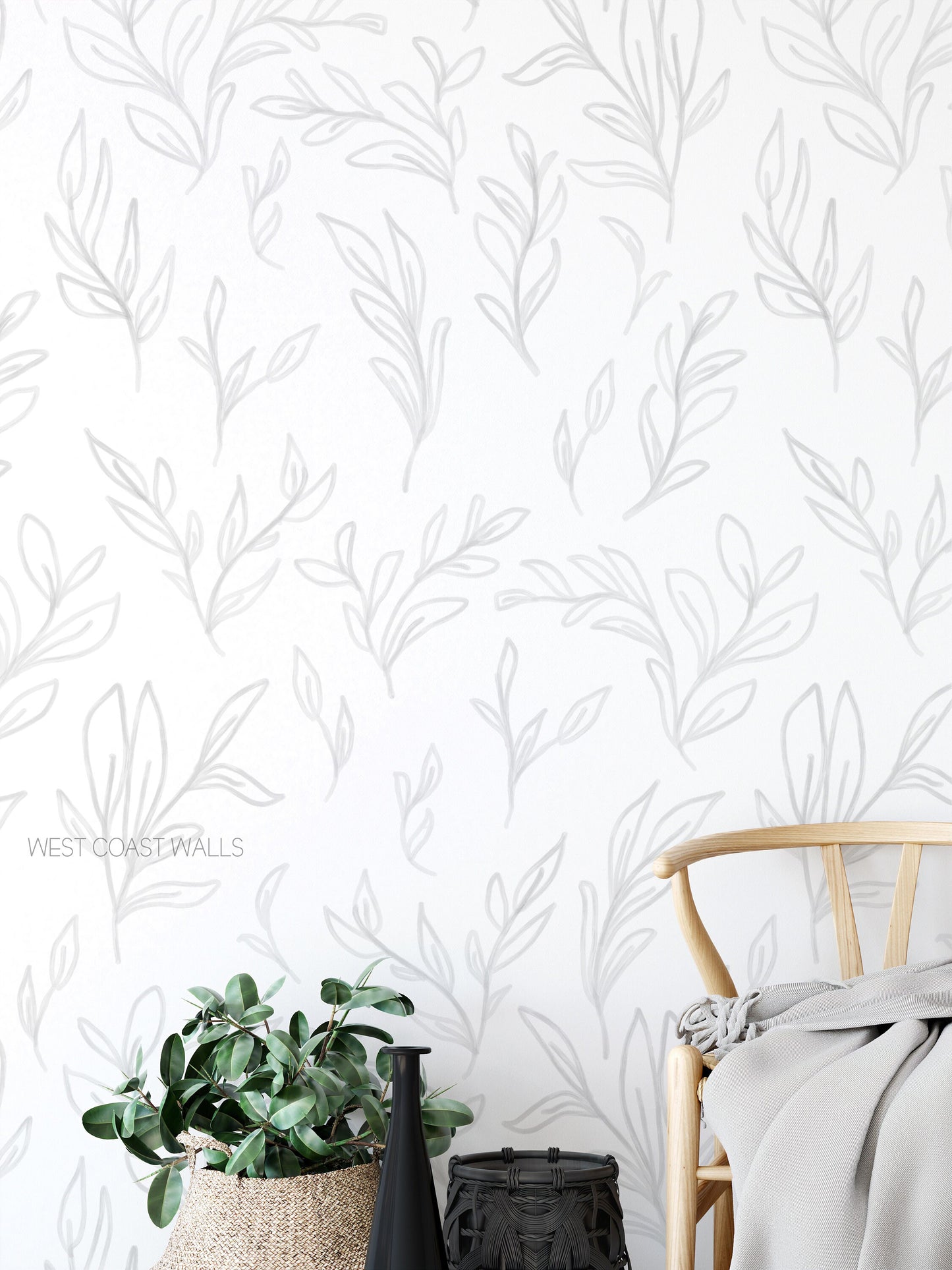 CLEARANCE Painted Leaves Wallpaper 7 rolls of 24"x96"