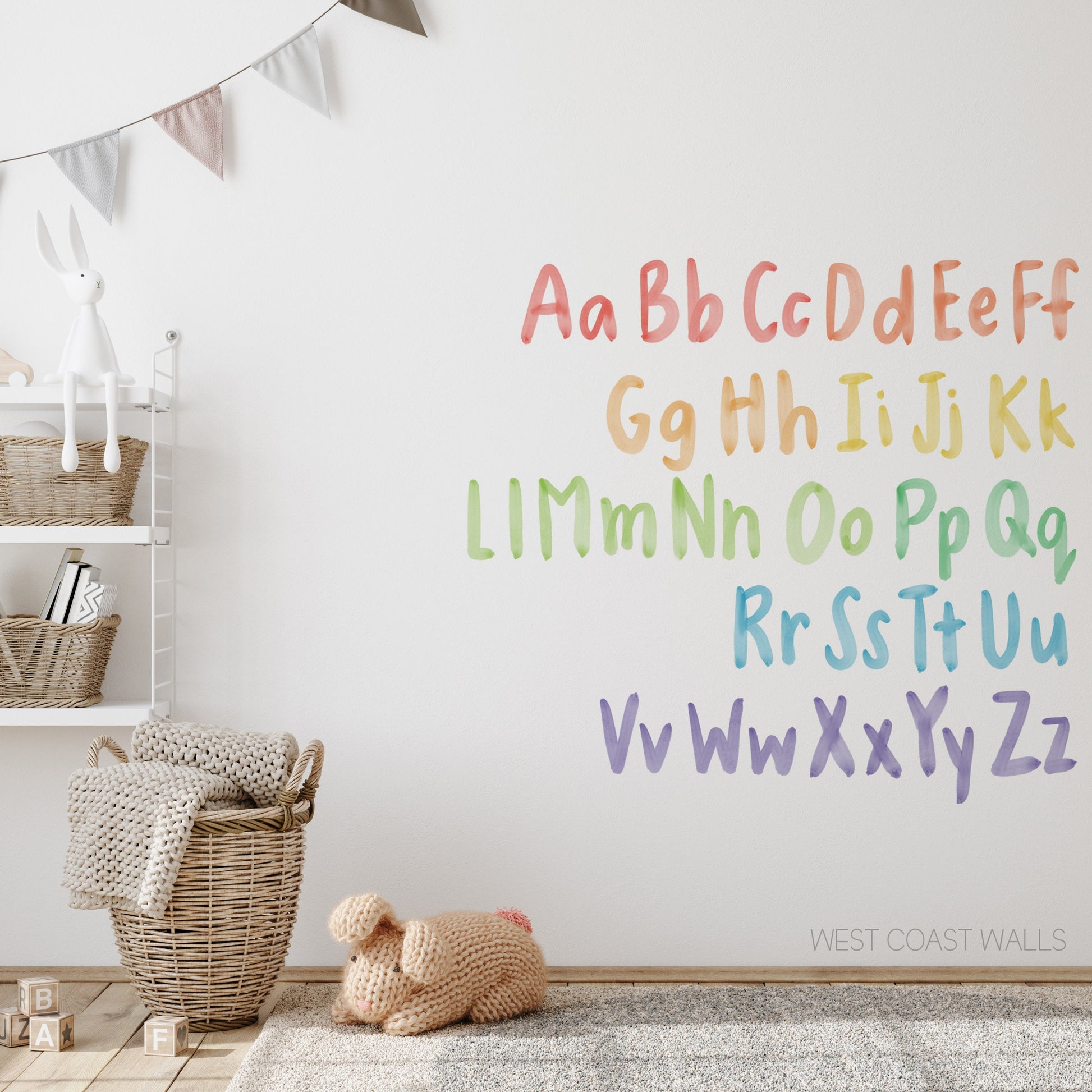 Watercolor Alphabet Letters Removable Decals