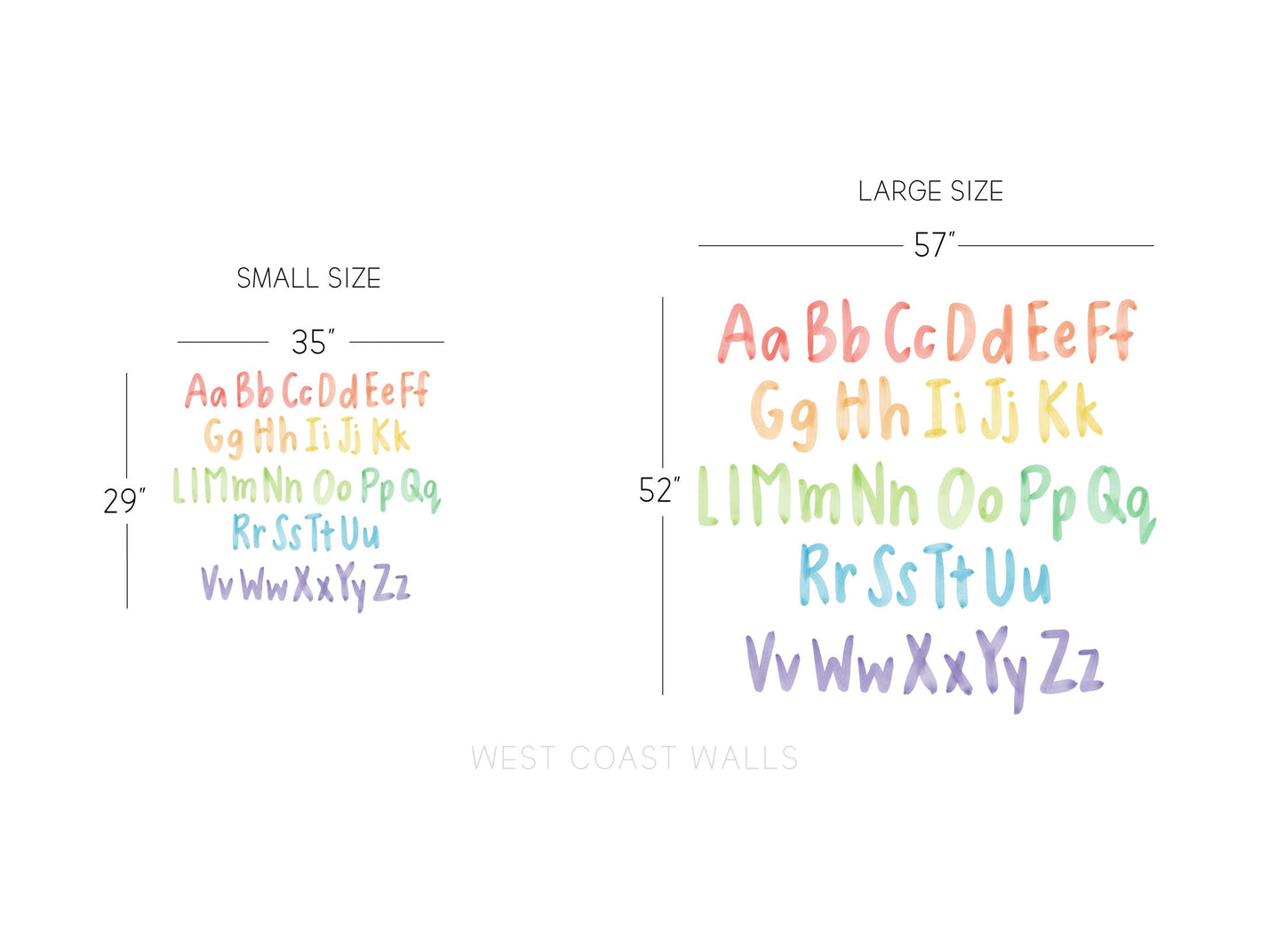 Watercolor Alphabet Letters Removable Decals