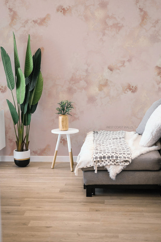 CLEARANCE Pink and Rose Gold Look Wallpaper