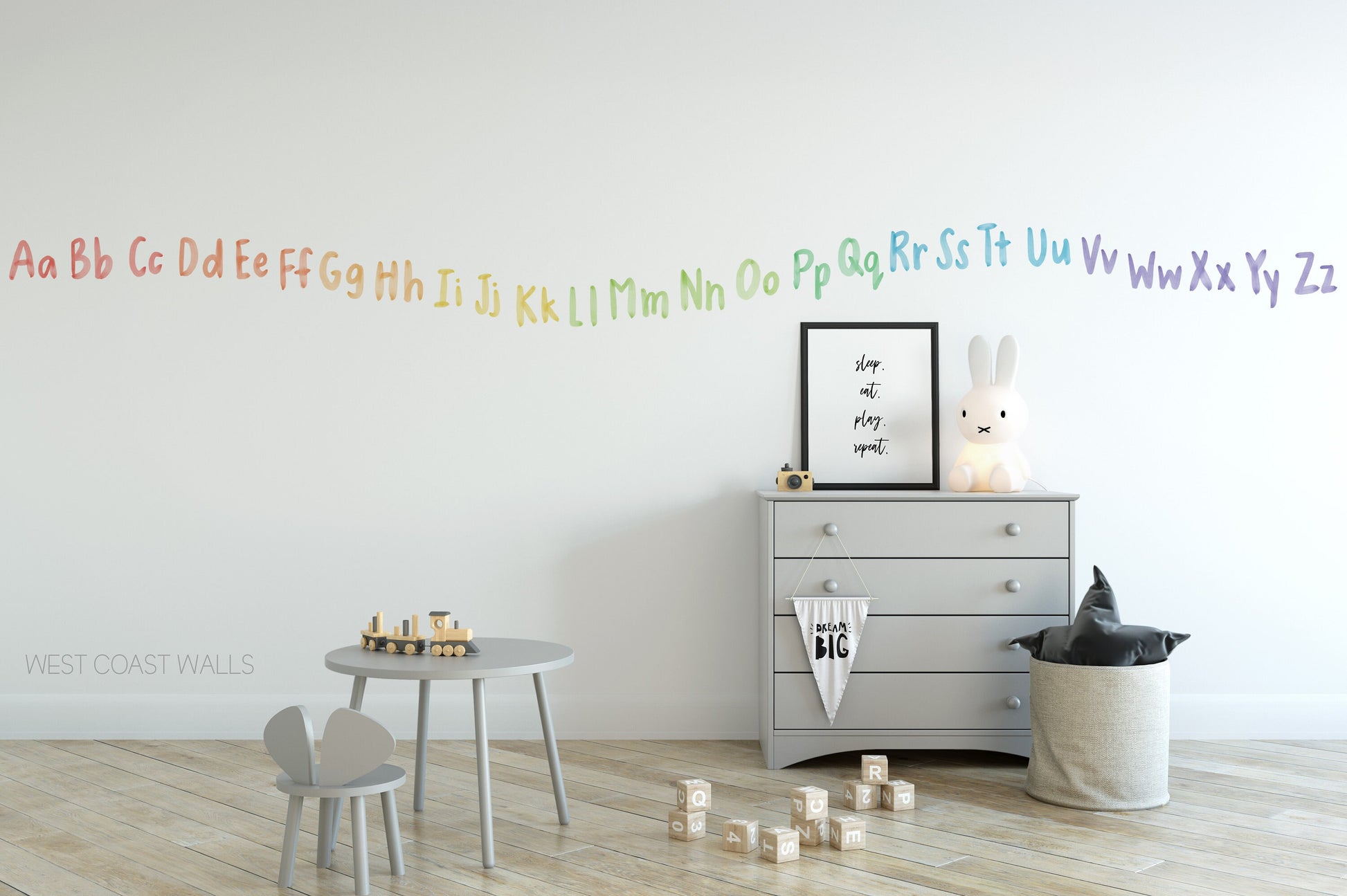 Watercolor Alphabet Letters Removable Decals