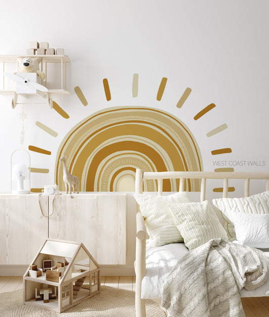 Large Boho Sun Rainbow Removable Wall Decal