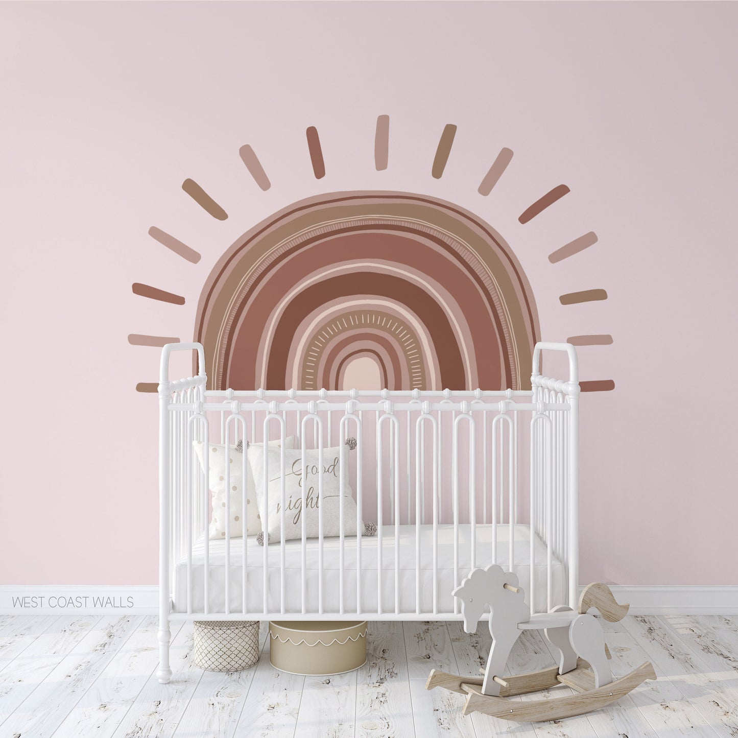 Large Boho Sun Rainbow Removable Wall Decal