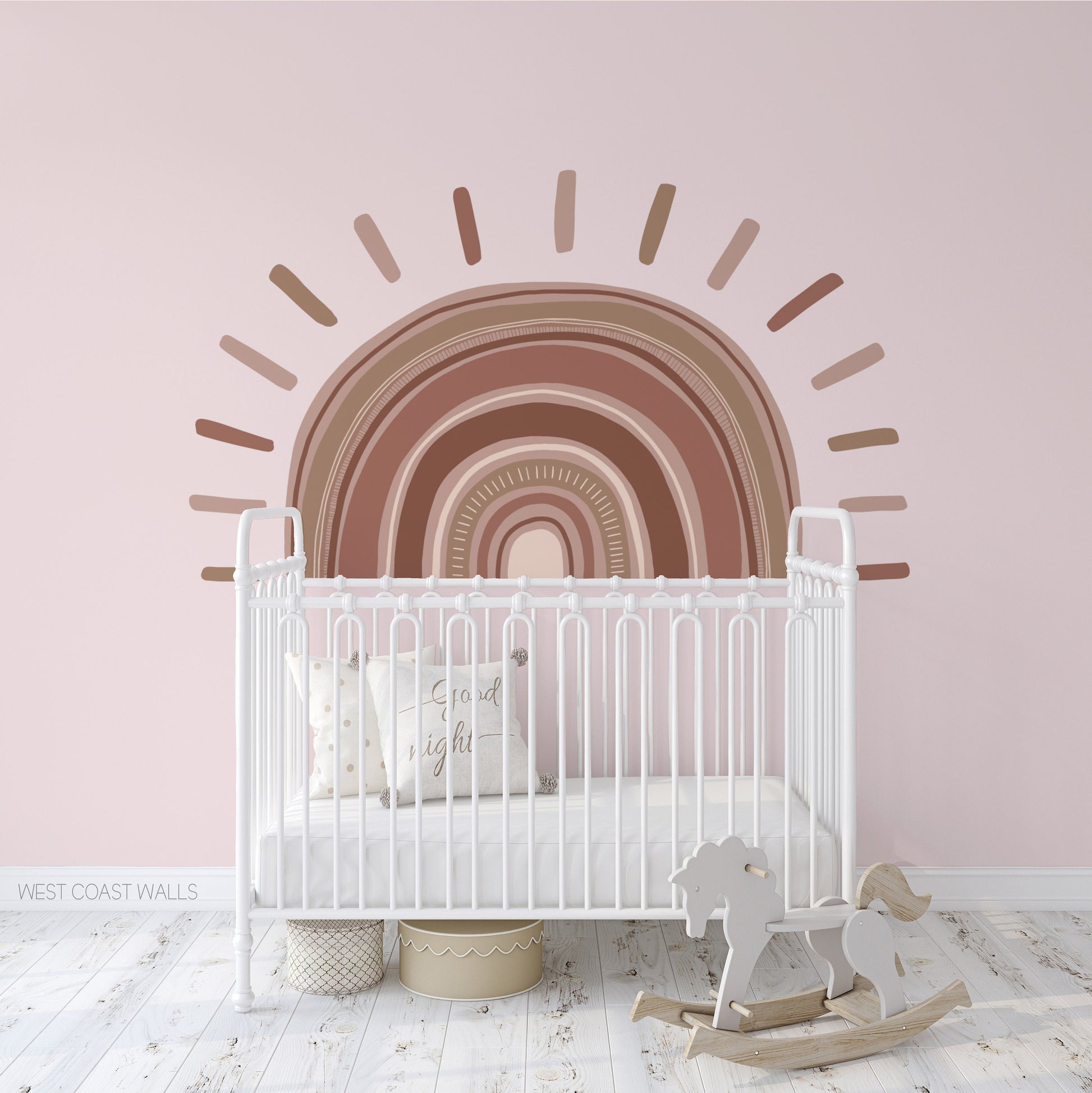 Large Boho Sun Rainbow Removable Wall Decal