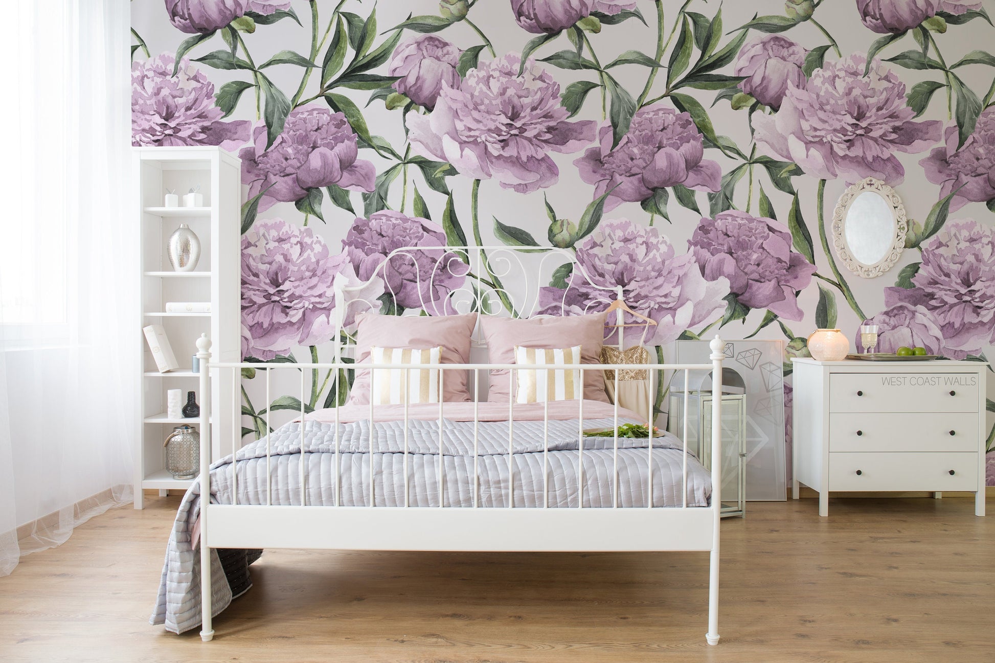 Soft Lilac Peony Floral Wallpaper