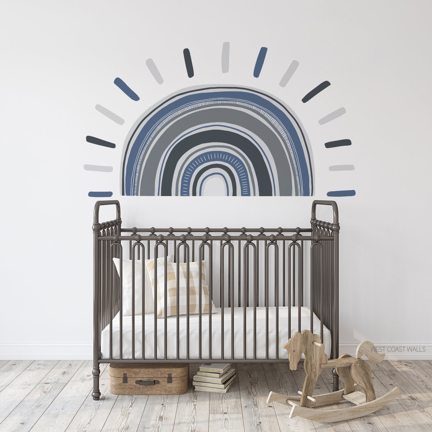 Large Boho Sun Rainbow Removable Wall Decal
