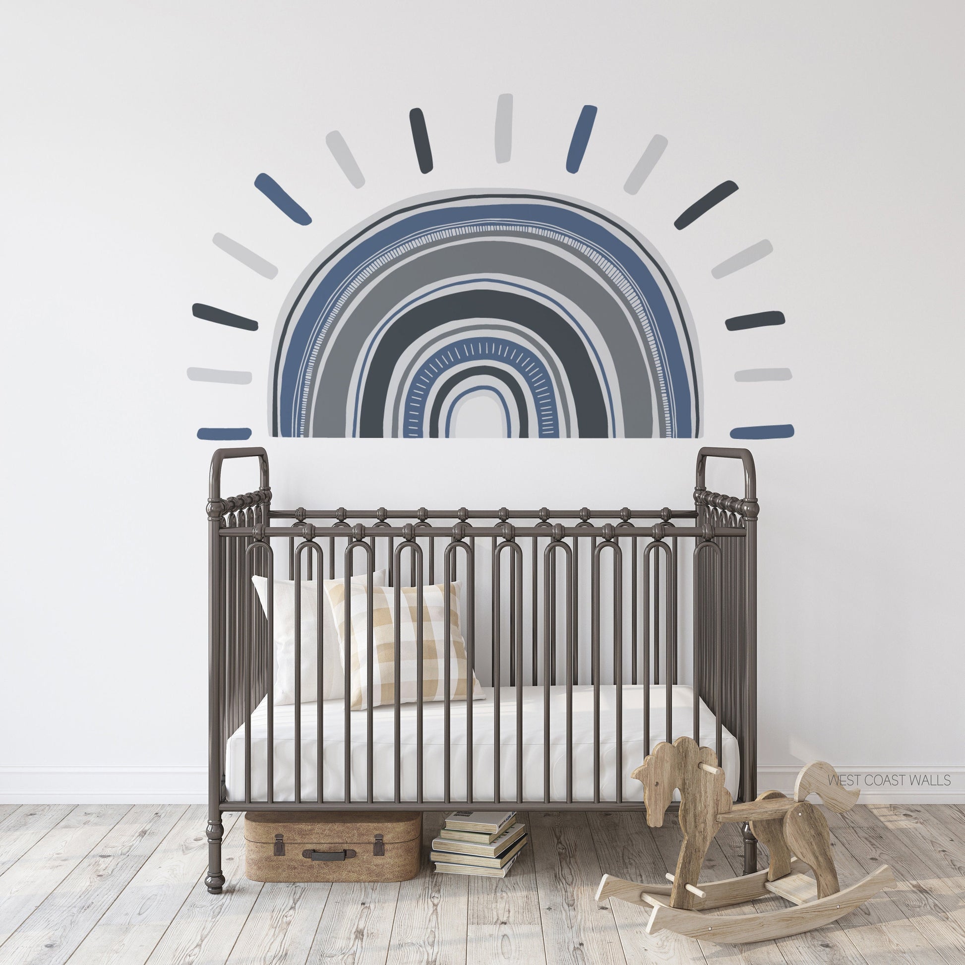 Large Boho Sun Rainbow Removable Wall Decal