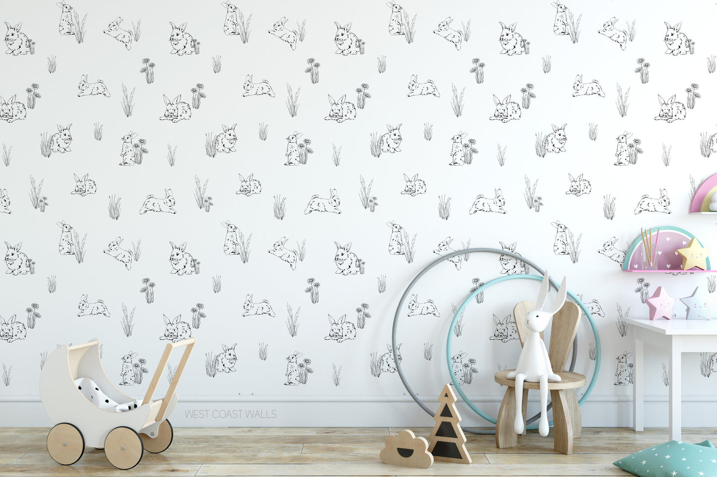 Hand-Drawn Bunnies Wallpaper