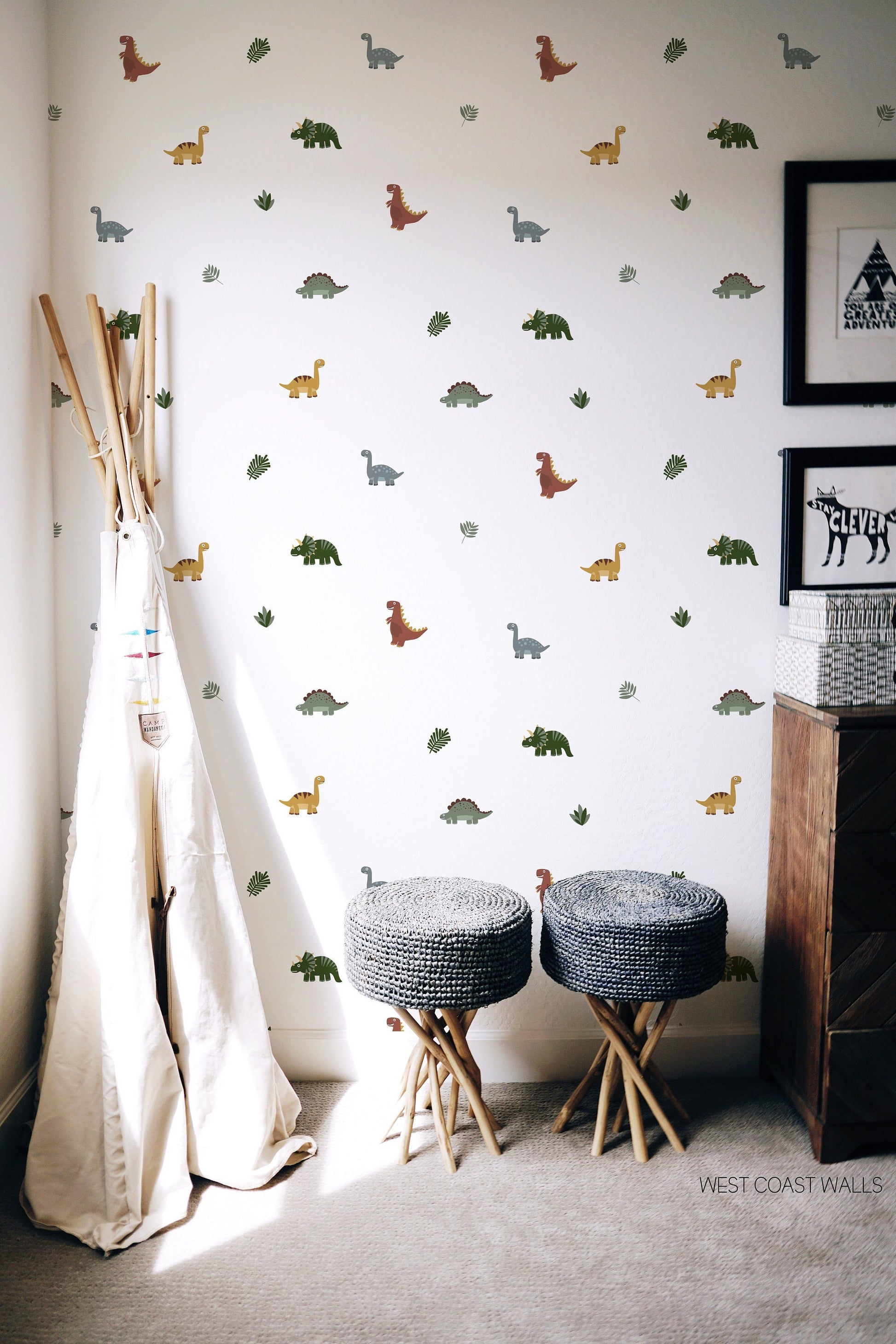 Muted Mini Dinosaur Removable Wall Decals