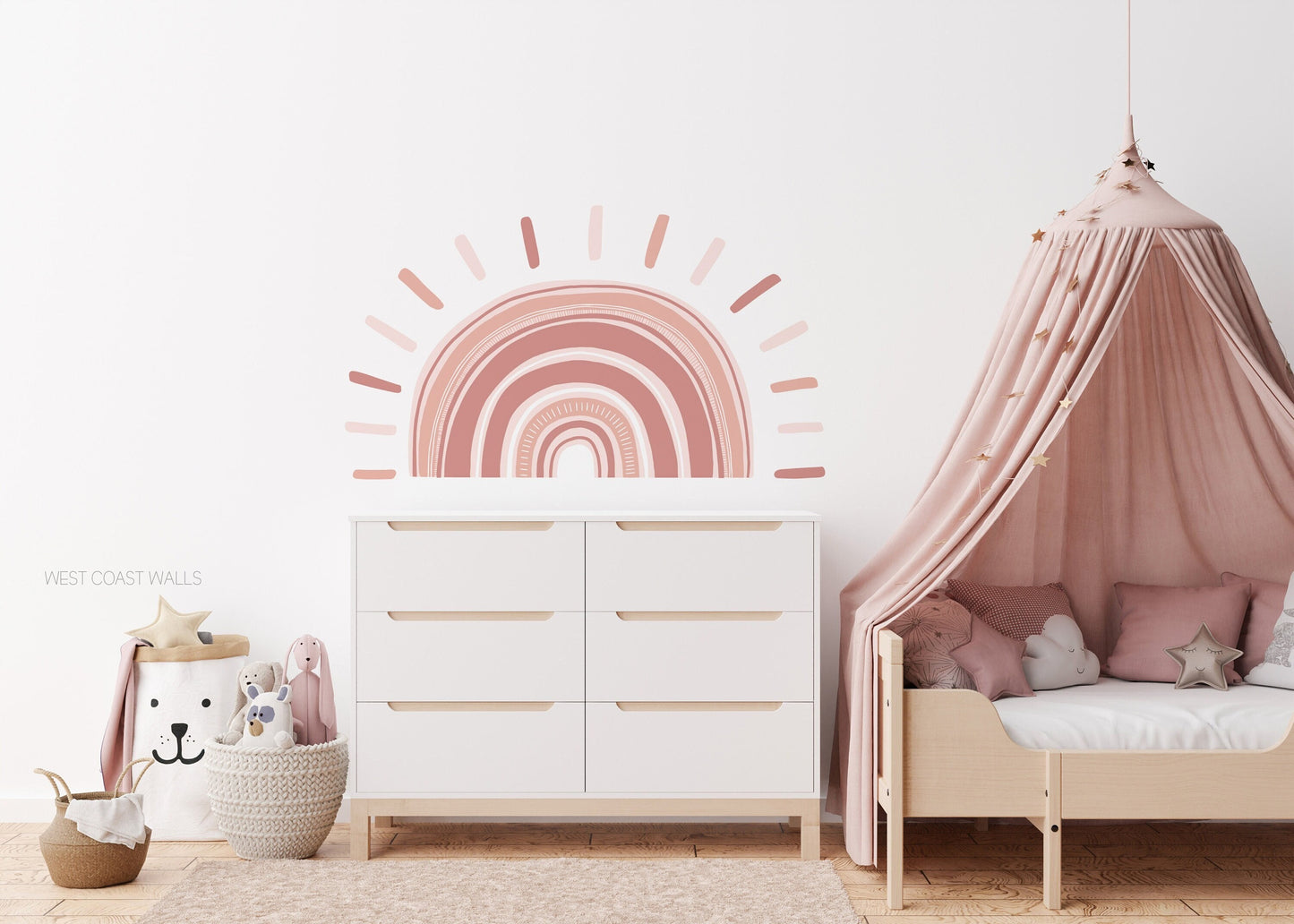 Large Boho Sun Rainbow Removable Wall Decal