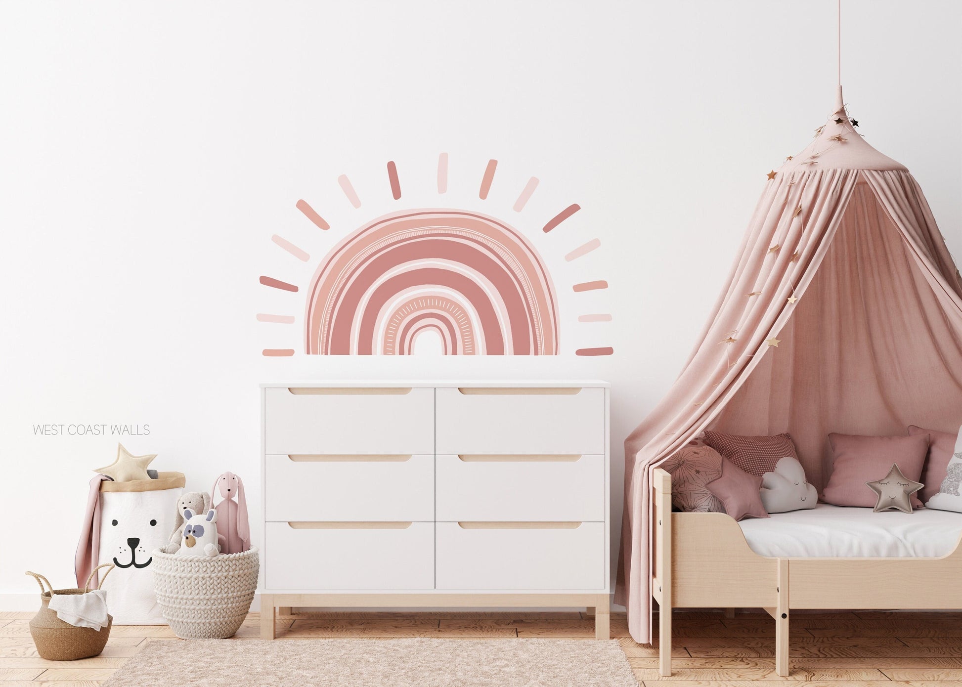 Large Boho Sun Rainbow Removable Wall Decal