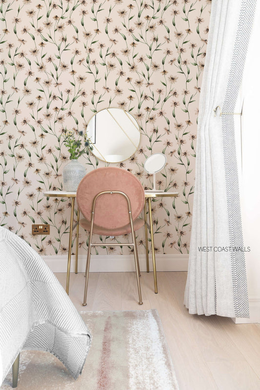 Muted Blooms Floral Wallpaper