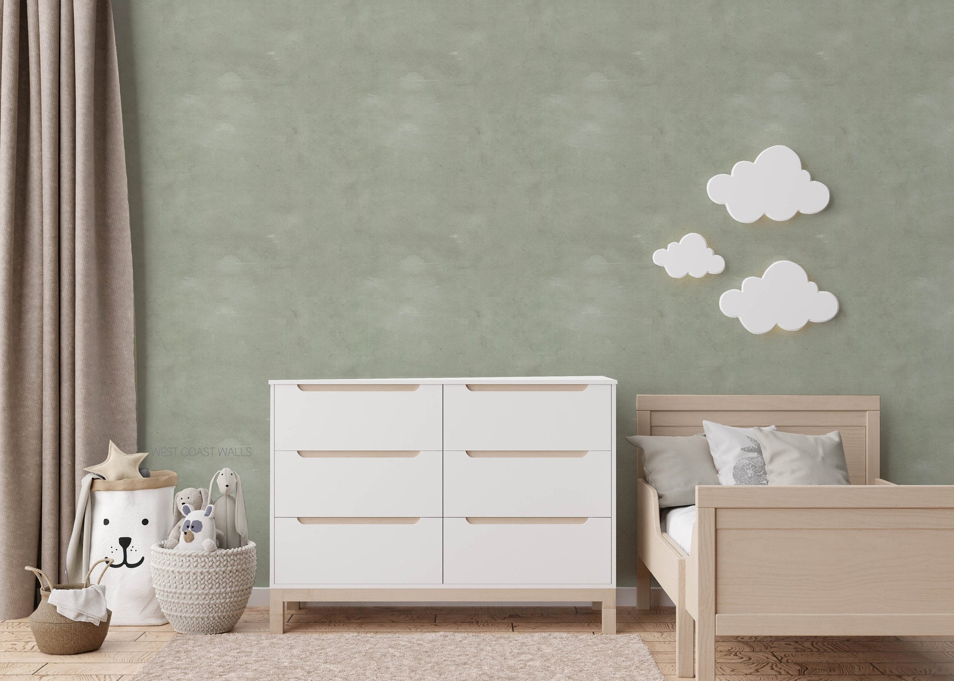 Subtle Sage Green Textured Wallpaper