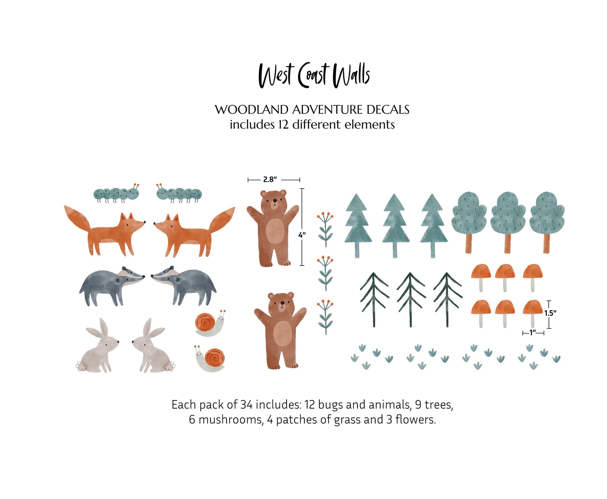 Woodland Adventure Removable Wall Decals
