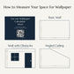 How to measure your space for wallpaper. Use our wallpaper calculator at westcoastwalls.ca. Always measure the maximum height and width of your wall, ignoring obstacles (windows and doors) and angled ceilings to ensure you have enough.