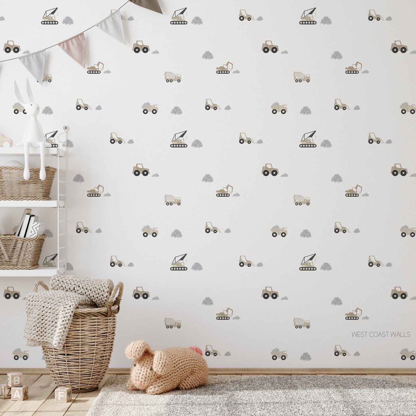 Construction Vehicles Removable Wall Decals