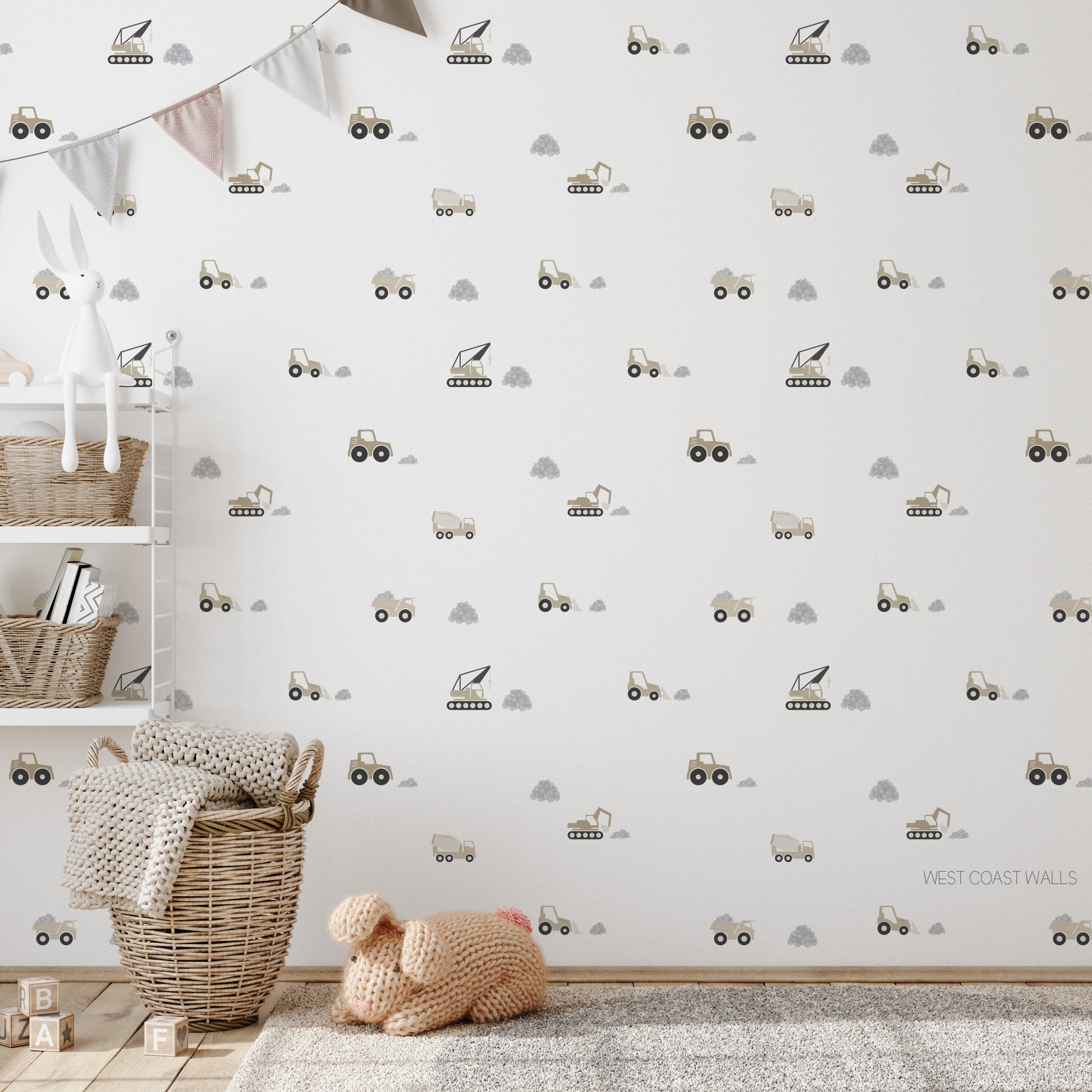 Construction Vehicles Removable Wall Decals
