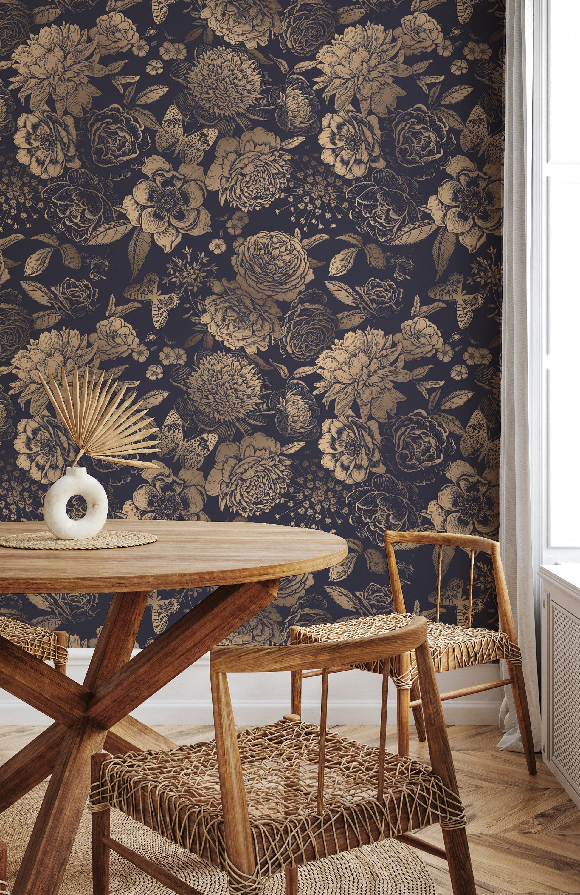 Golden Floral Wallpaper