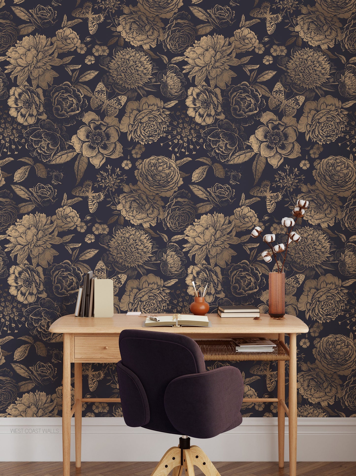 Golden Floral Wallpaper