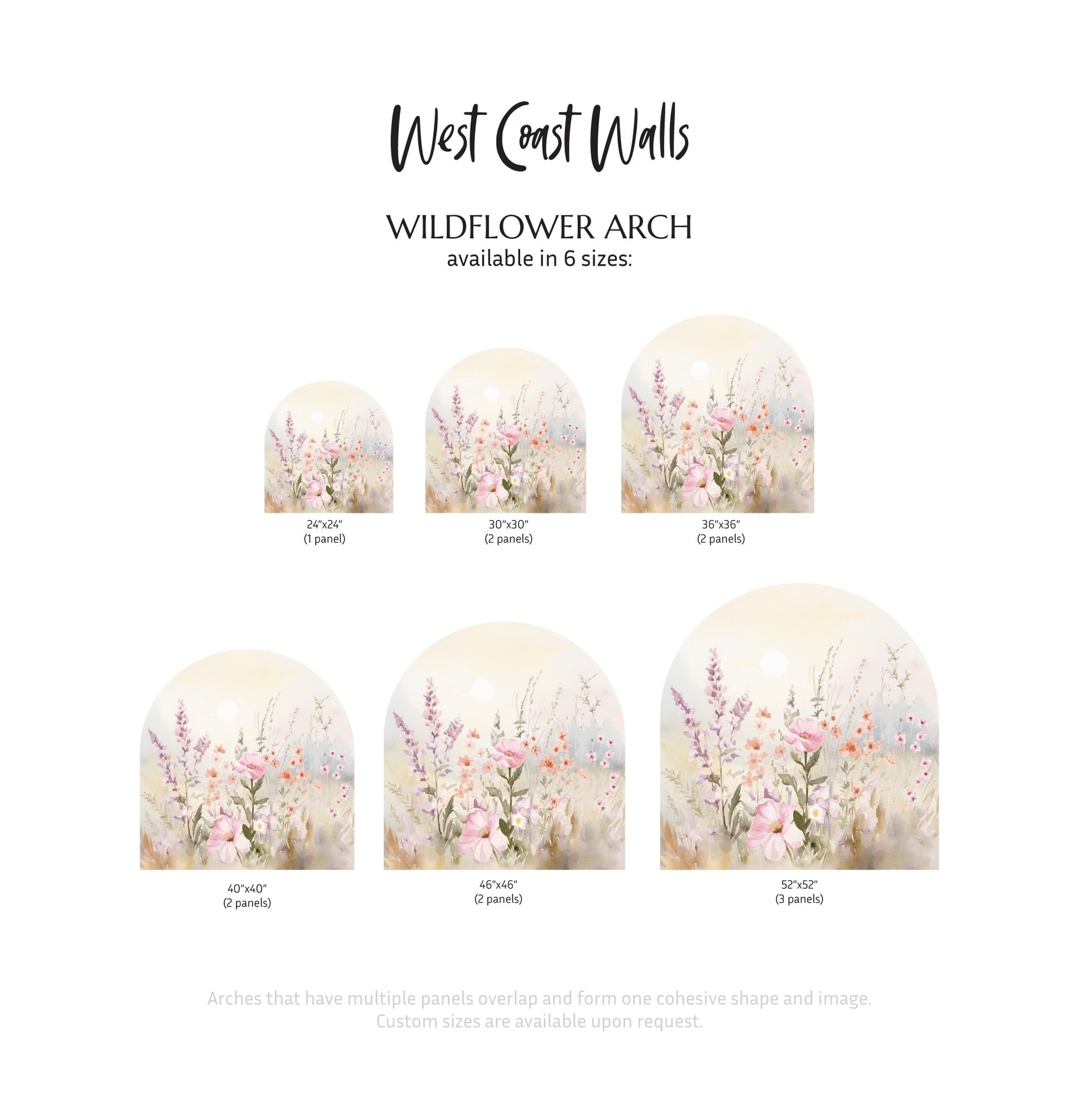 Watercolor Wildflowers Arch Decal / Removable Arch / Boho Wall Decal / Arch Wall Sticker / Boho Wall Decor / Boho Nursery