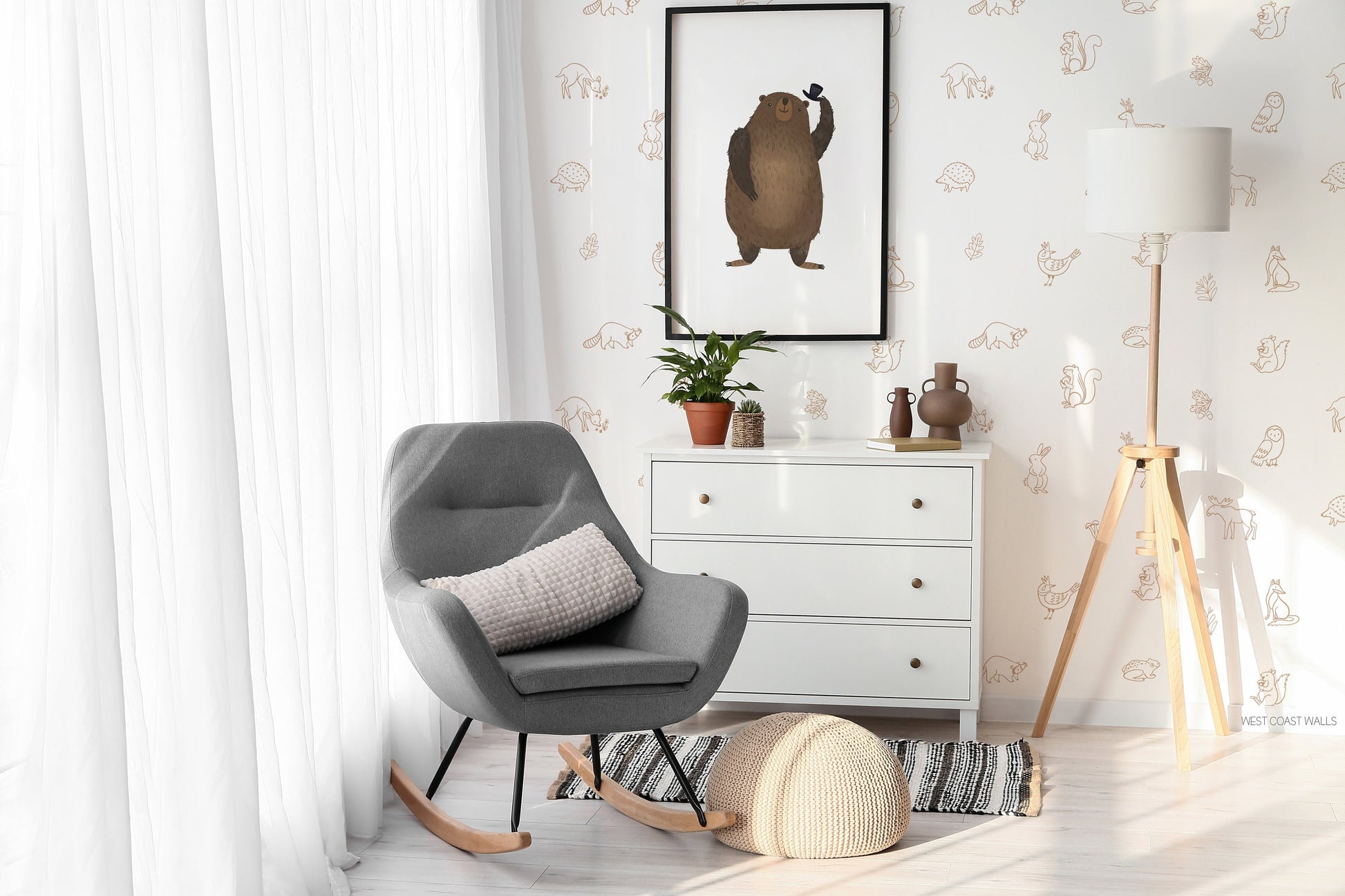 Drawn Forest Animals Removable Wall Decals