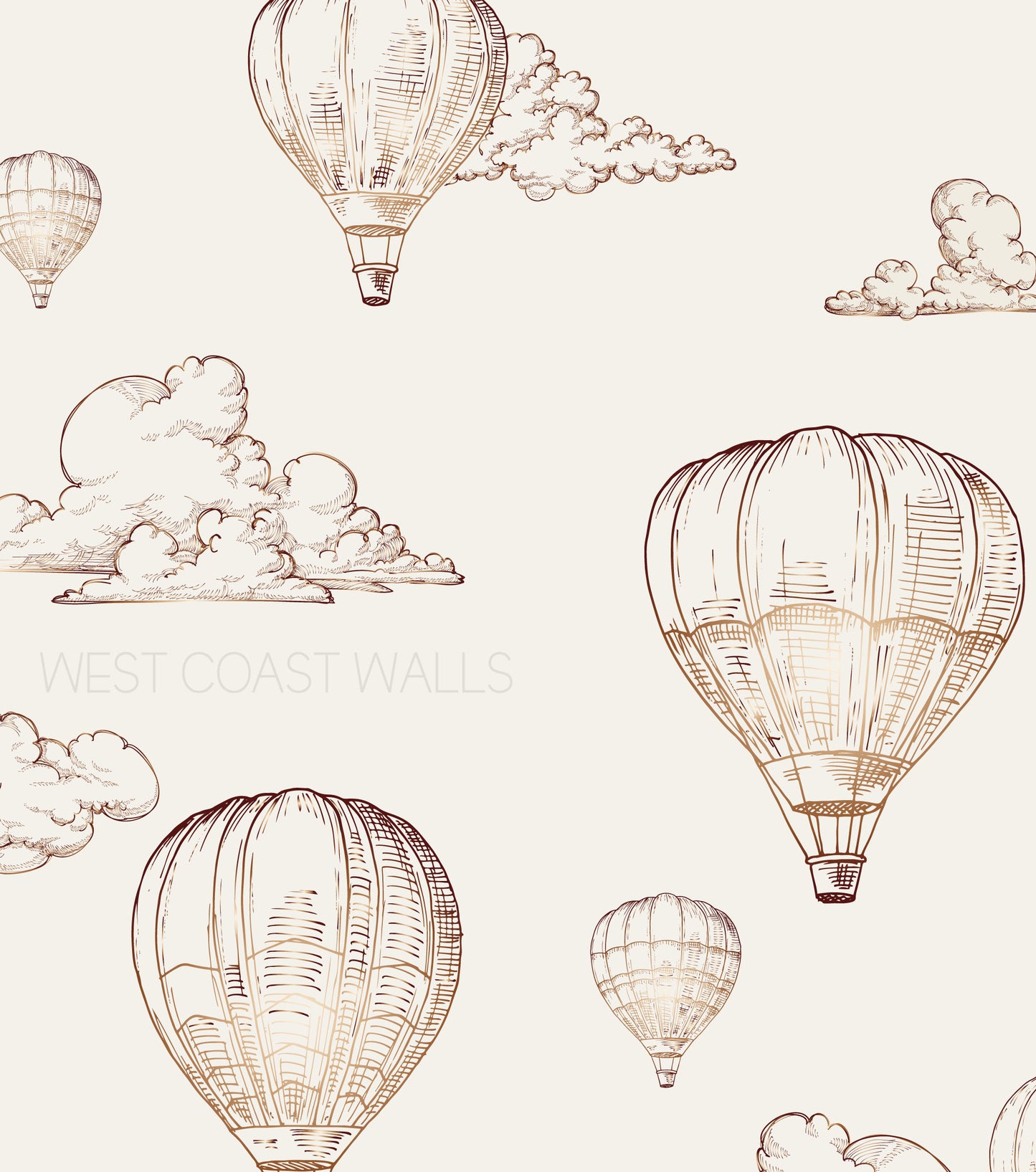 Vintage Metallic Look Hot Air Balloon Wallpaper