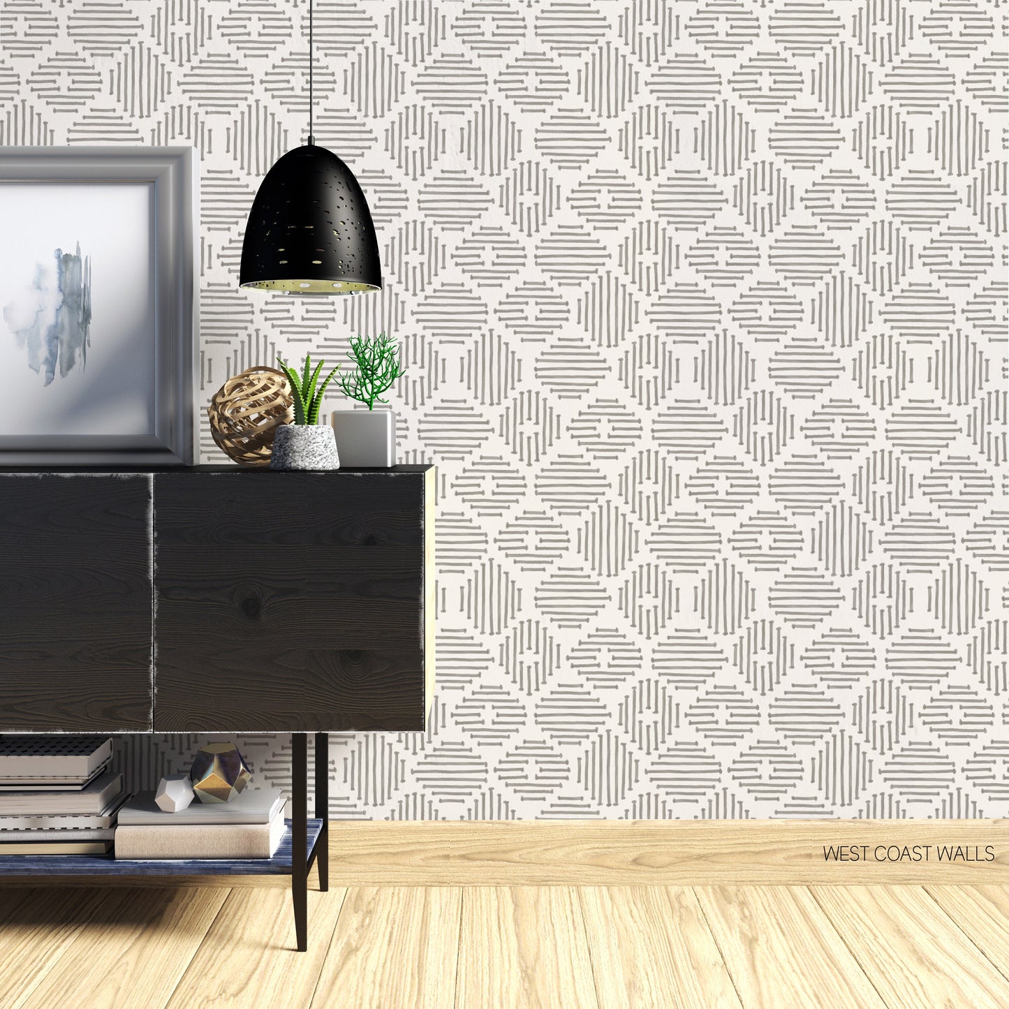 Modern Boho Diamonds Wallpaper / Bohemian Style / Mudcloth Wallpaper / Abstract Wallpaper / Hand Drawn Wallpaper