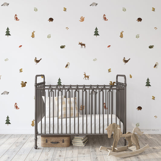 Painted Forest Animals Removable Wall Decals / Forest Decals / Forest Animals / Woodland Theme / Nursery Decals / Woodland Animals