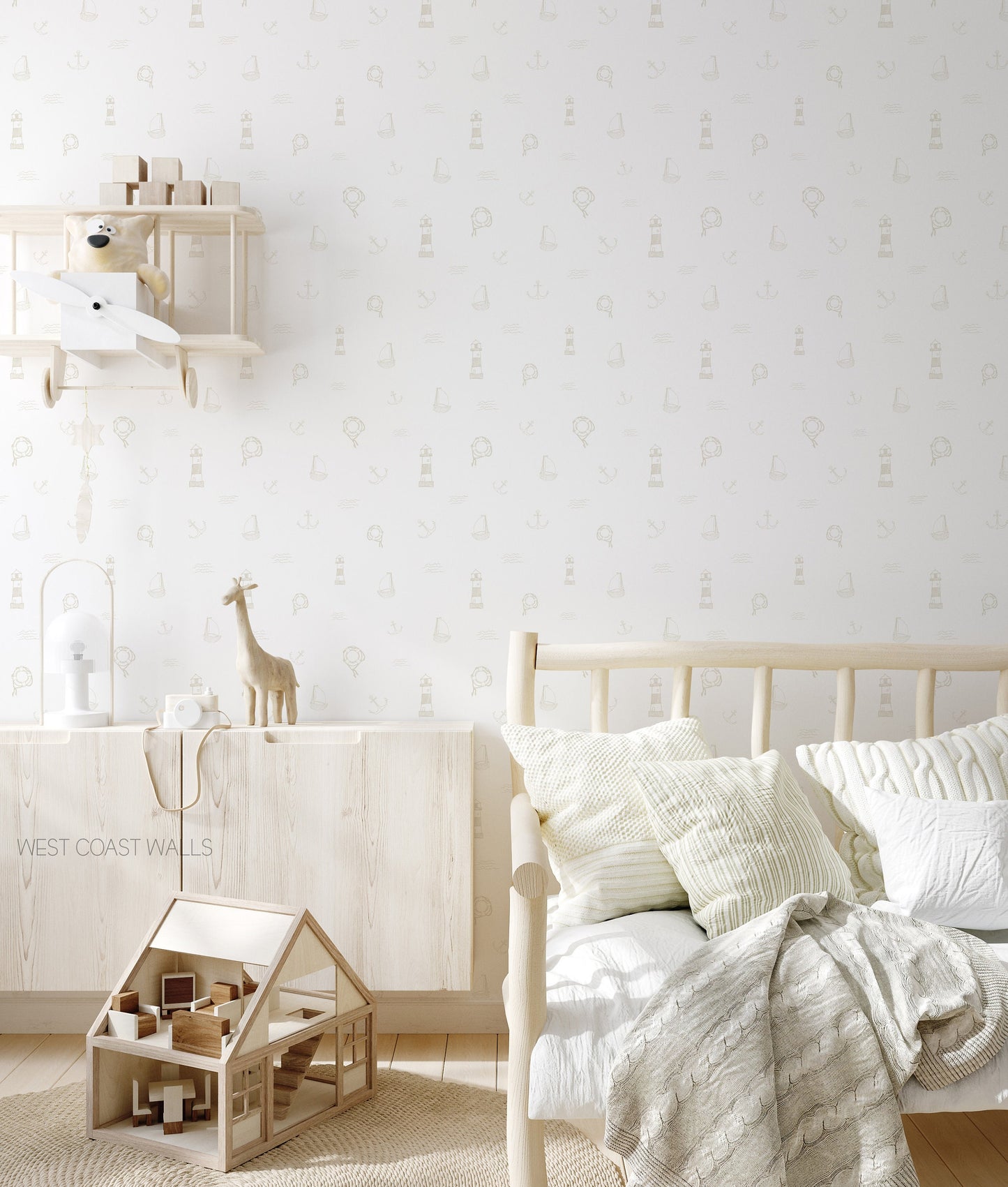 Sketched Vintage Nautical Wallpaper