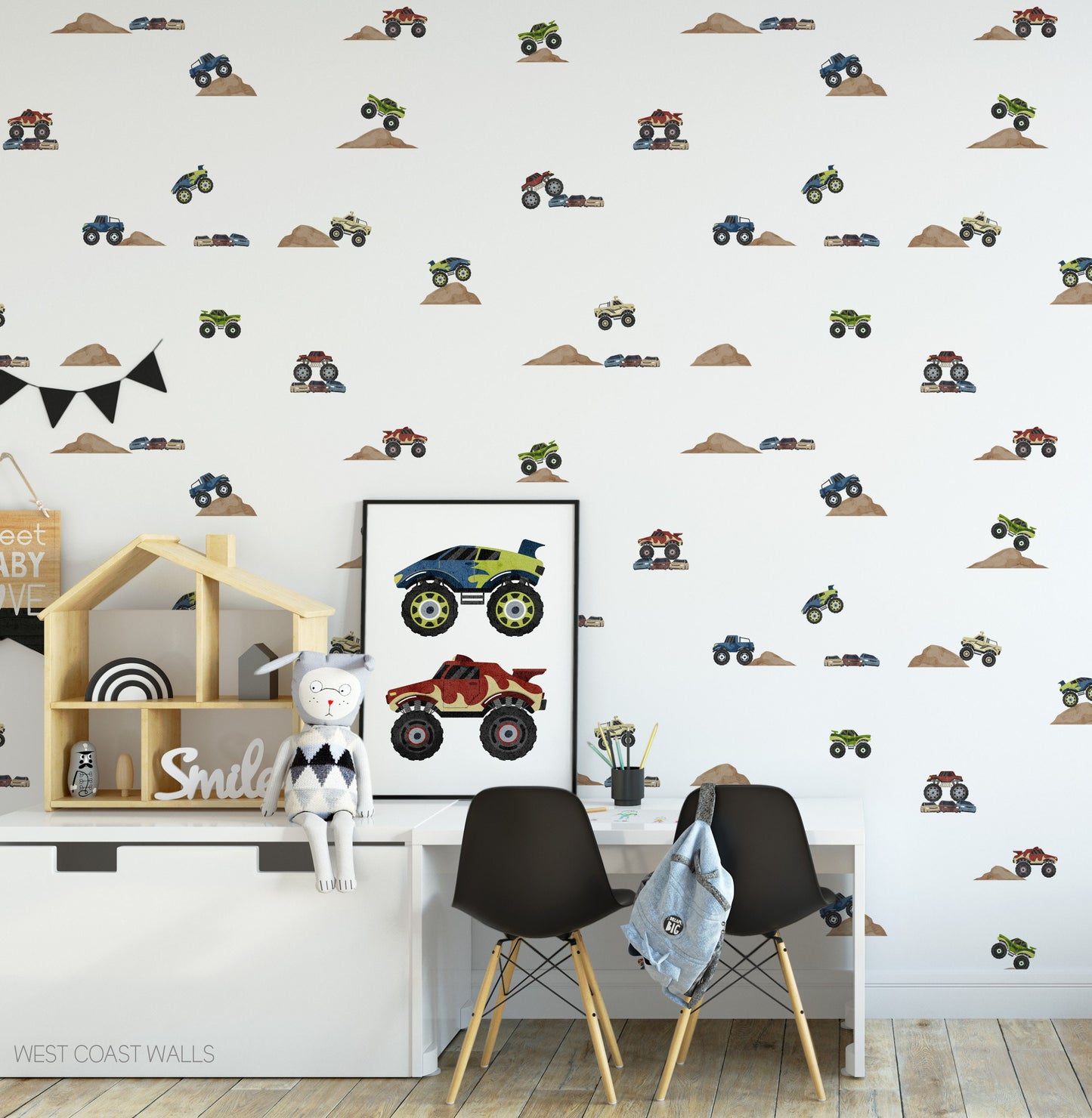 Watercolor Monster Truck Removable Wall Decals