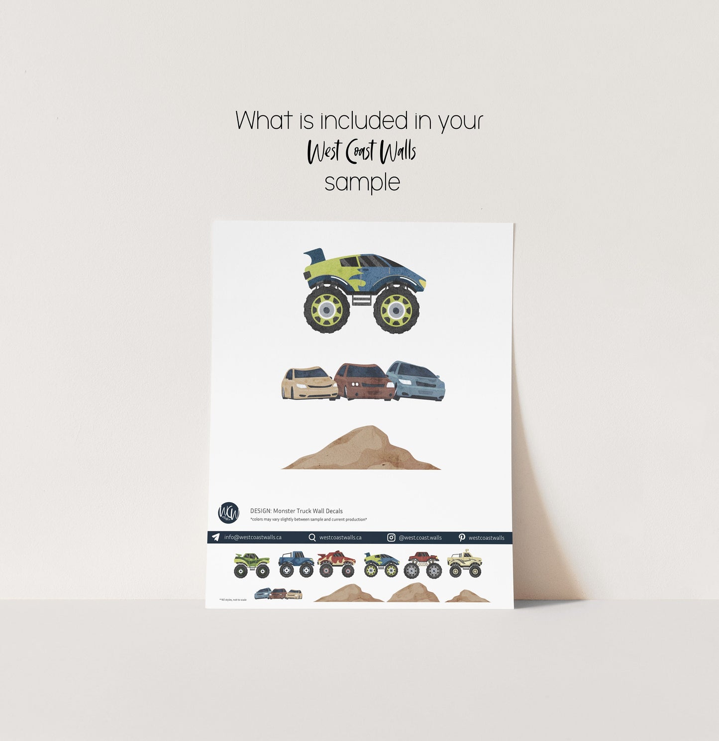 Watercolor Monster Truck Removable Wall Decals