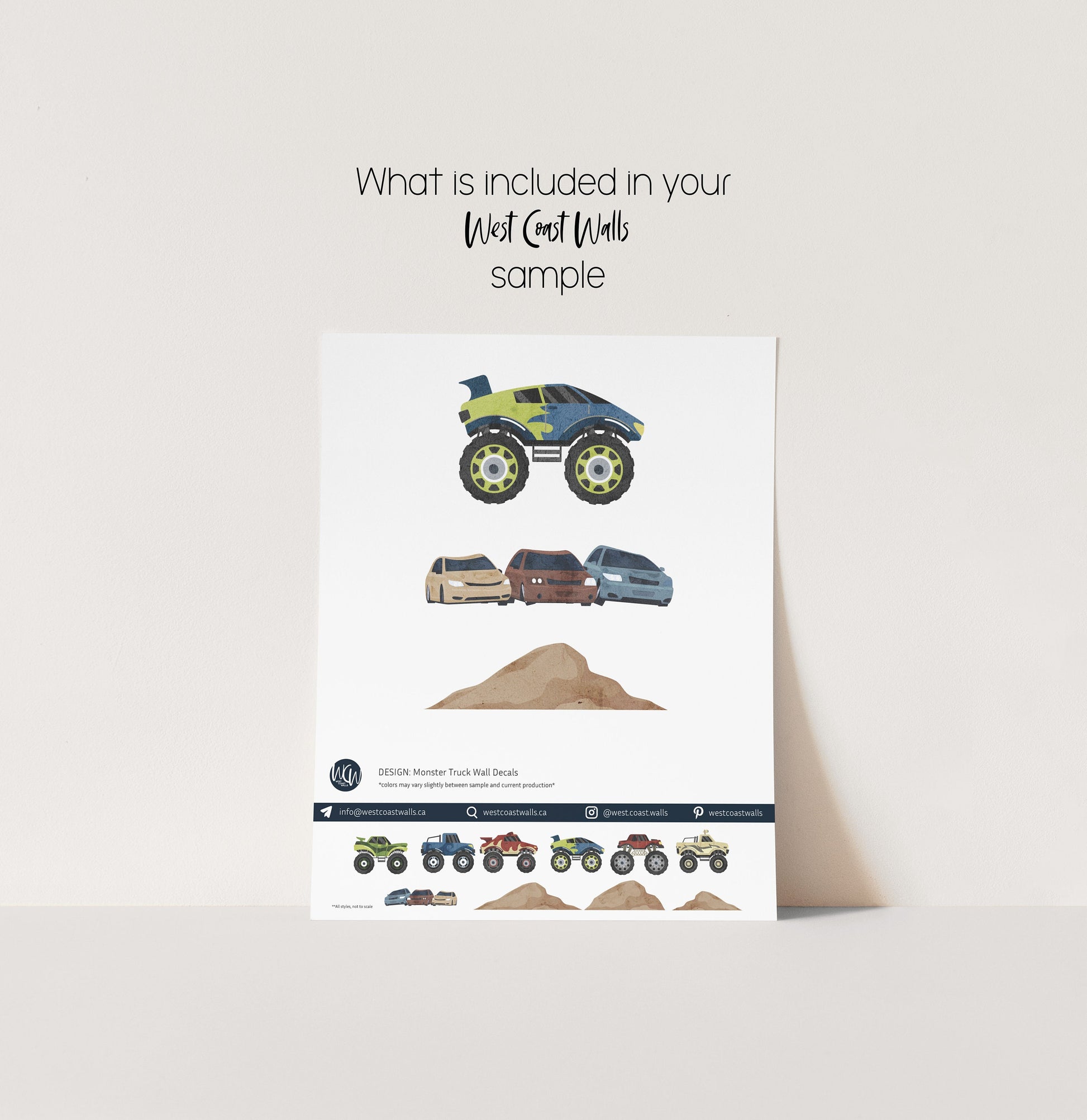Watercolor Monster Truck Removable Wall Decals
