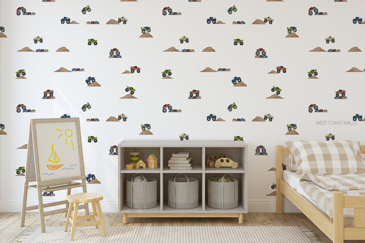 Watercolor Monster Truck Removable Wall Decals