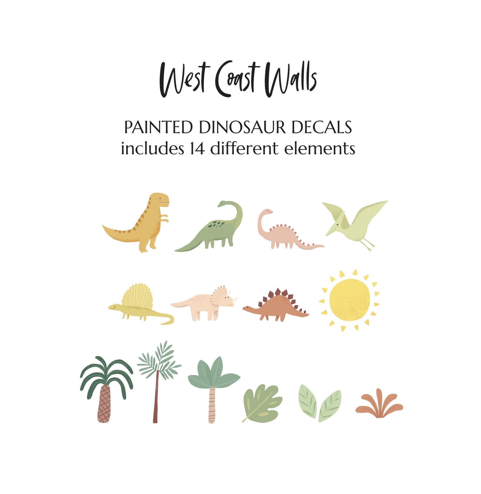 Painted Dinosaur Removable Wall Decals