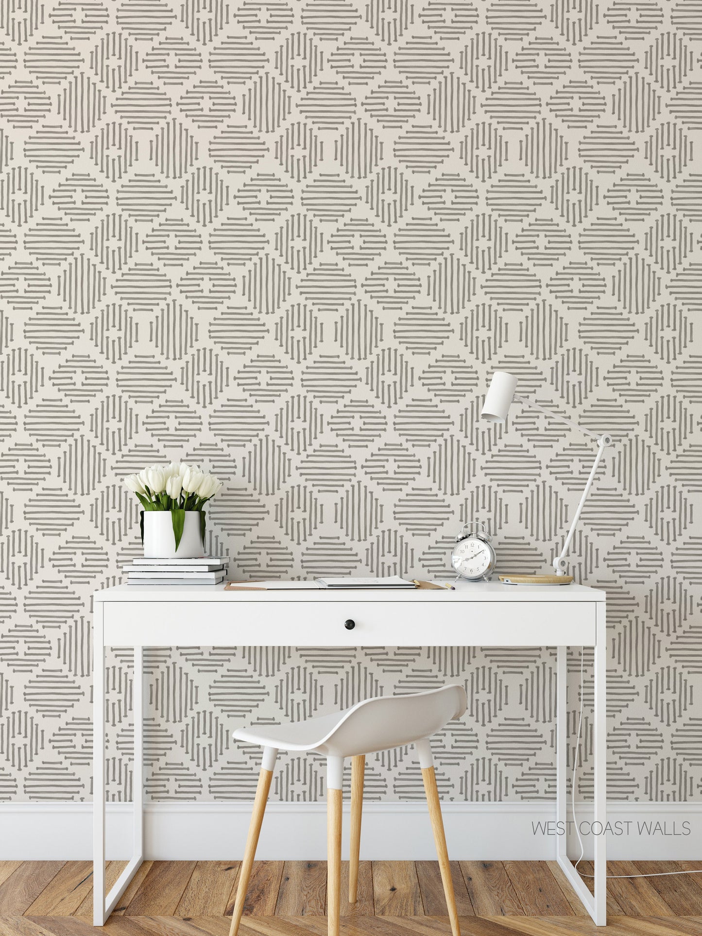 Modern Boho Diamonds Wallpaper / Bohemian Style / Mudcloth Wallpaper / Abstract Wallpaper / Hand Drawn Wallpaper