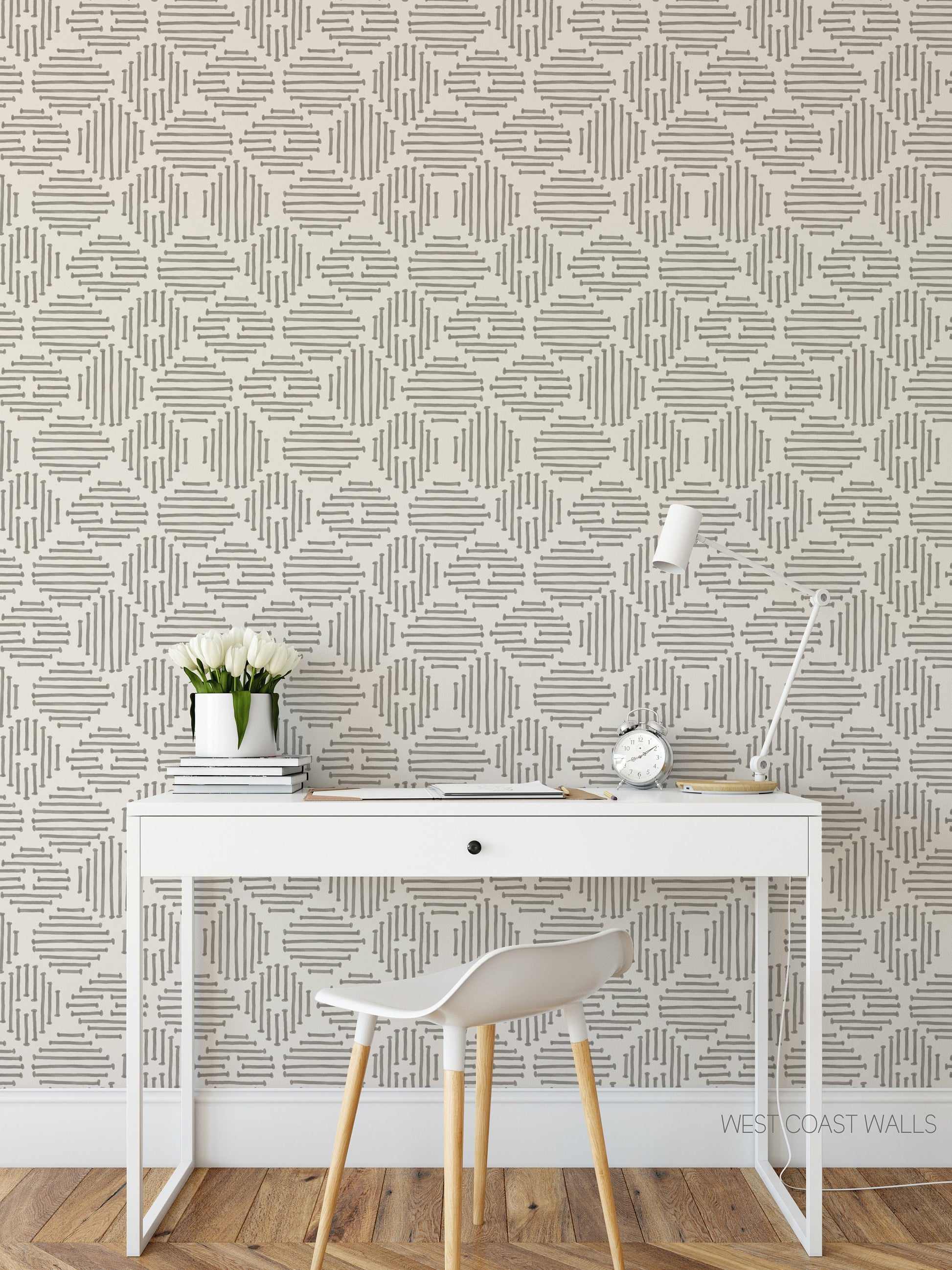 Modern Boho Diamonds Wallpaper / Bohemian Style / Mudcloth Wallpaper / Abstract Wallpaper / Hand Drawn Wallpaper