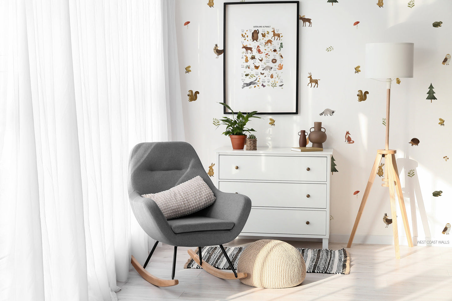 Painted Forest Animals Removable Wall Decals