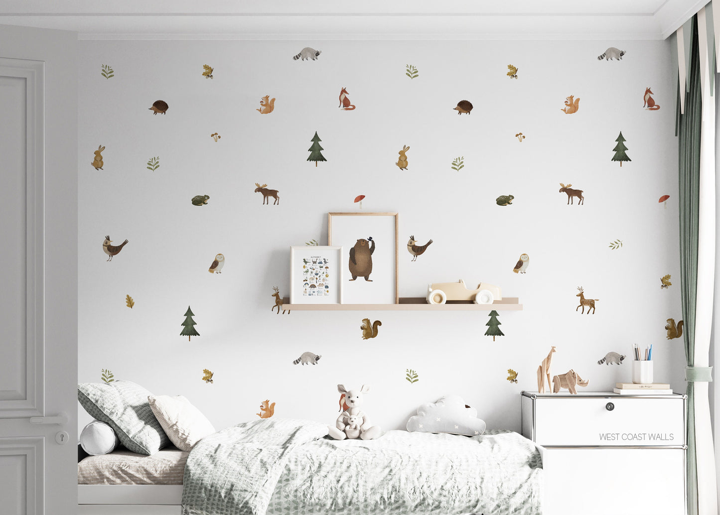 Painted Forest Animals Removable Wall Decals / Forest Decals / Forest Animals / Woodland Theme / Nursery Decals / Woodland Animals