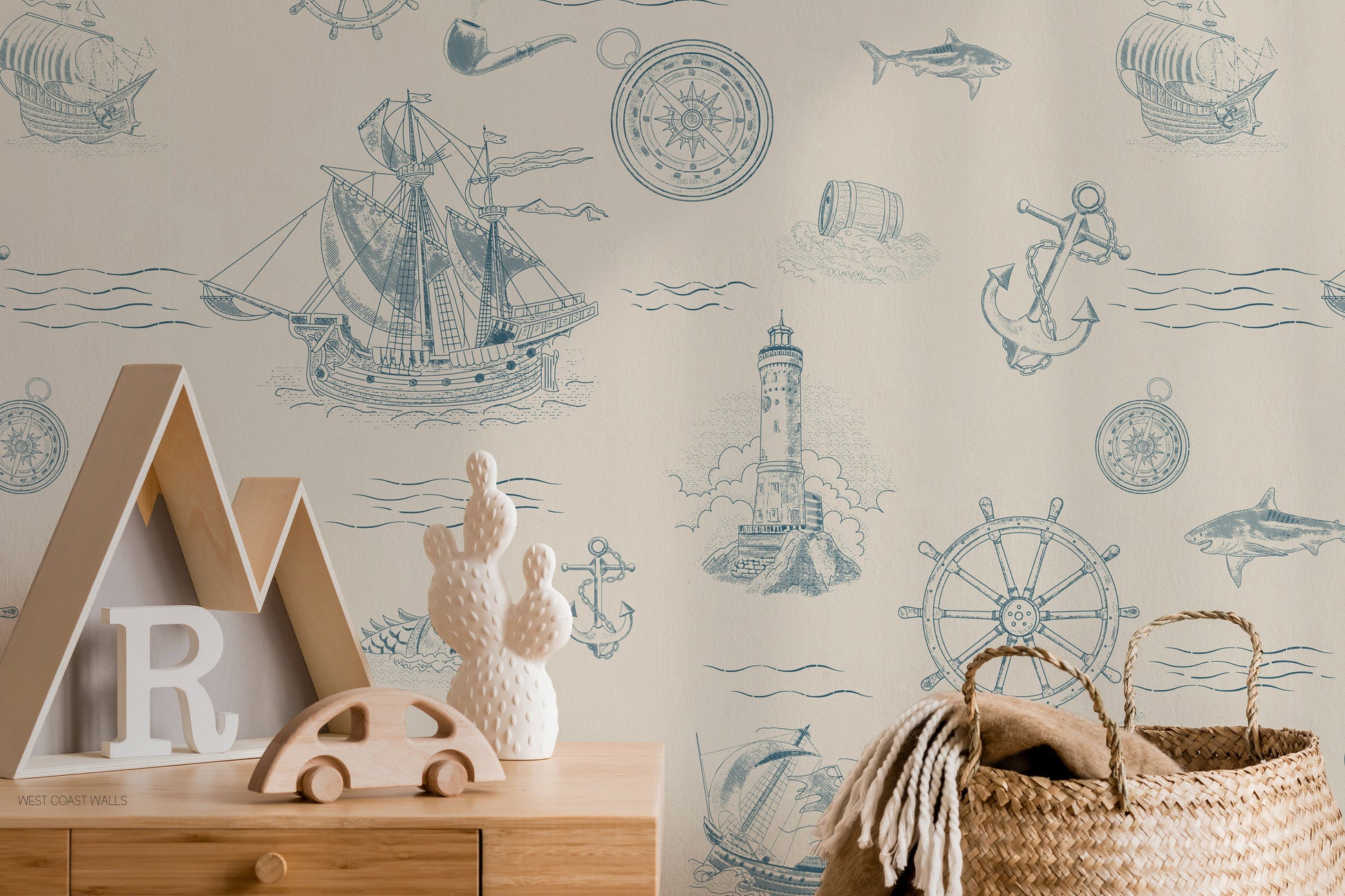 Vintage Sailboat Wallpaper / Nautical Theme / Ocean Wallpaper / Wallpaper / Boat Decor / Vintage Nautical