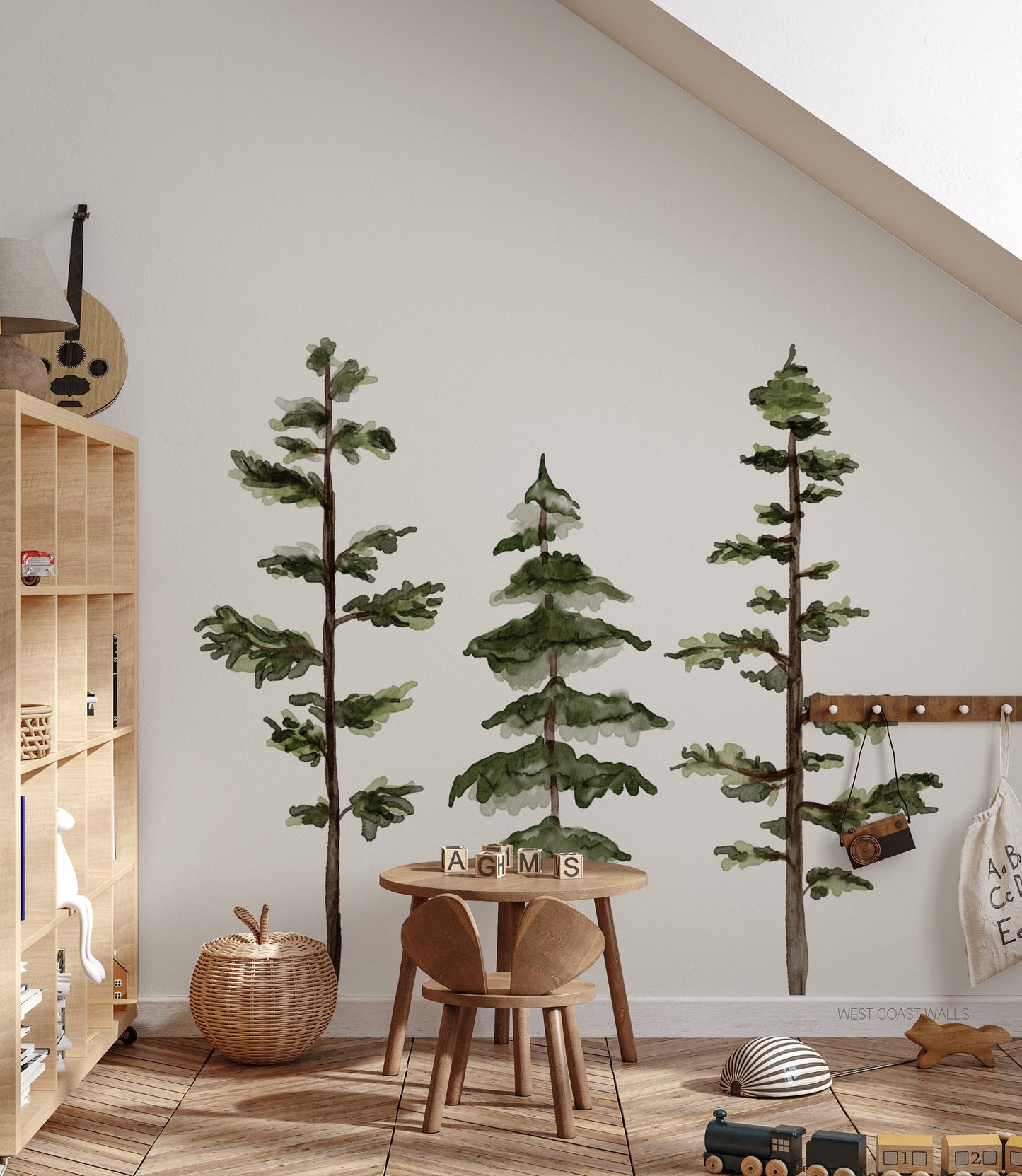 Large Watercolor Pine Tree Removable Wall Decal